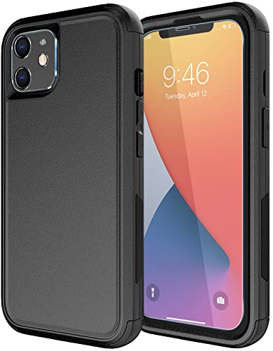 Diverbox for iPhone 11 Case [Shockproof] [Dropproof] [Tempered Glass Screen Protector],Heavy Duty Protection Phone Case Cover for Apple iPhone 11 (Black-3in1)