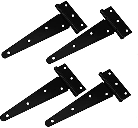 T-Scharnier 8 Zoll Torscharniere Schwerlast T-Hinge 192mm für Holztür Garten Baracke Lagerhaus Schwarz 4 Stück