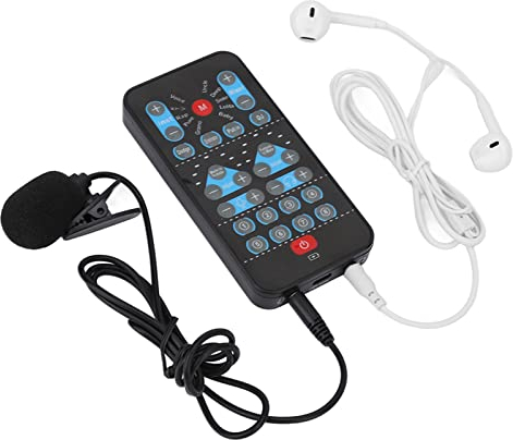 Live Sound Card Voice Changer,Handheld Sound Card Mini Voice Changer Device 8 Fixed Sound Effects Plug and Play,Gaming Recording,for Mobile Phone Computer