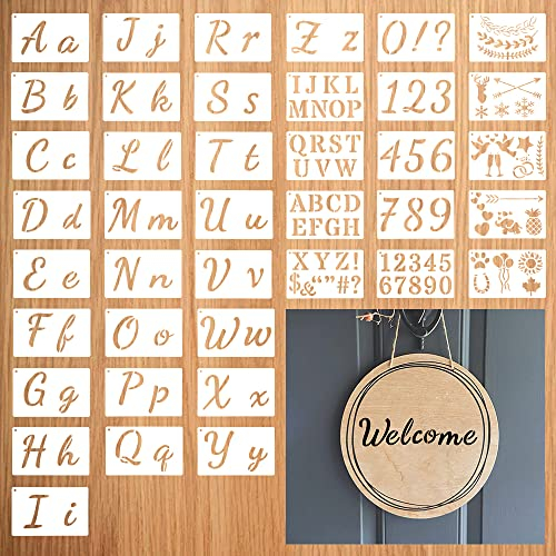 Kleemeiero 40 Stück Schablone Buchstaben Malschablonen PET Kunststoff Zeichenschablonen Buchstaben Stencil Stanzschablone 11 * 17cm ABC Alphabet Schablonen Zahlenschablonen für Kinder DIY Malerei