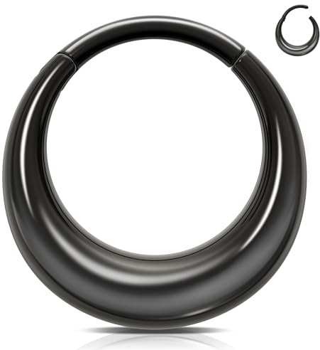 Melighting Anello per setto nasale in acciaio inossidabile 316L, orecchino a segmento incernierato per piercing al naso, gioielli per donne e uomini, 10 mm, Acciaio inossidabile
