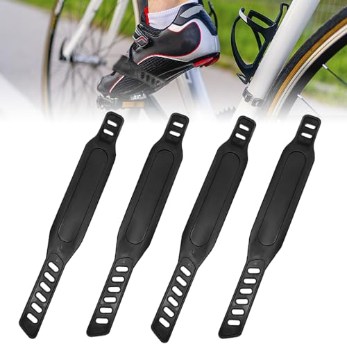 DECARETA 2 Paar Pedalriemen Einstellbare Länge Rennrad Fahrrad Pedale Riemen Gummi Heimtrainer Pedal Straps Schwarz Bike Bicycel Fahrradpedale Straps für Zuhause oder Fitnessstudio Gym