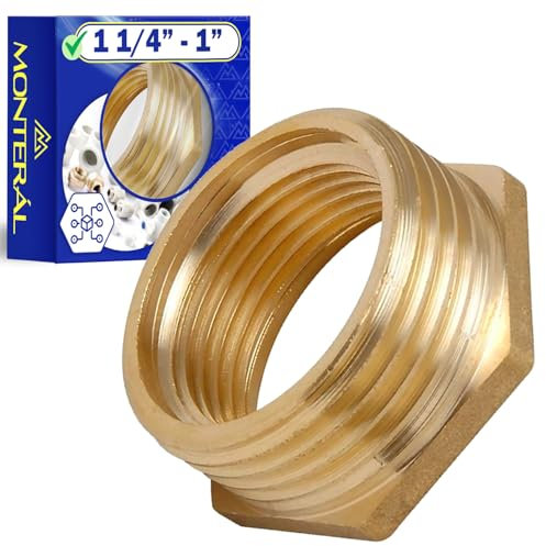 Racor Reduccion de Latón con Rosca Exterior e Interior 1 1/4- 1 - Garantía de 10 Años - MONTERAL