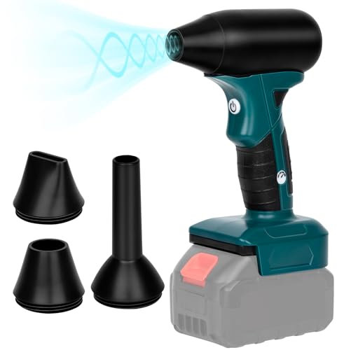 BreeRainz Akku Gebläse, 180W Laubbläser mit 3 Düsen, 4 Geschwindigkeiten, Kompatibel mit 18V Akkus, zum Reinigen von Autoecken, Entfernen von Laub, Schnee, Staub(Batterie Nicht Inbegriffen)