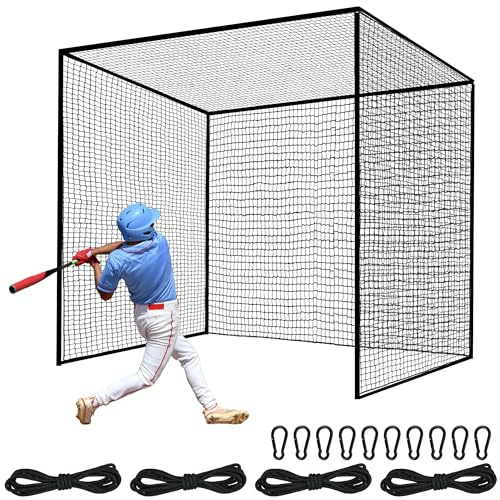 Vomov 10×10×25ft Baseball Batting Cage,High Impact Batting Net with 10 Carabiners and 4 Tie Rope,Durable Nylon Baseball Nets for Batting,Indoor Outdoor Batting Cage Net(NET ONLY)