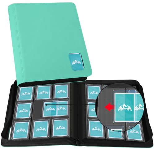 TCGPRO Toploader - Carpeta con ventana para 360 tarjetas en fundas rígidas de 3 x 4, álbum de carga superior con 9 bolsillos laterales y cremallera, compatible con MTG, TCG, tarjetas deportivas, etc