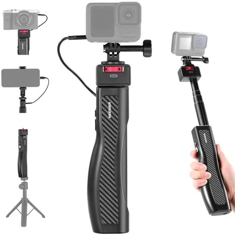 NEEWER 31.5 Palo Selfie Recargable con Batería y Remoto, 3.7V/3500mAh PD18W Cámara Acción Bidireccional Soporte de Extensión para Teléfono Power Grip, Compatible con iPhone Samsung GoPro dji, PA993