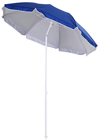 Outsunny Ombrellone da Spiaggia Ø1.6x2 m con Tettuccio Reclinabile, Ombrellone da Mare con 8 Stecche, Borsa da trasporto e Design a 3 Sezioni in Metallo e Poliestere, Protezione UV, Blu