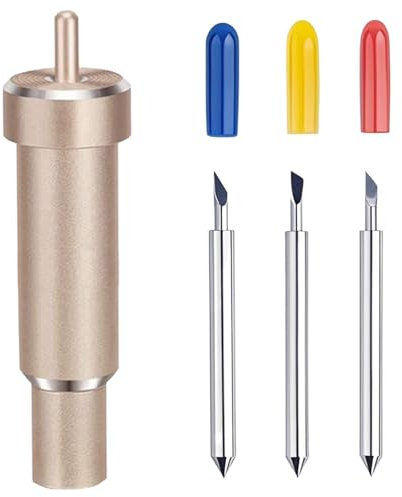 Premium Feinschnittklinge mit Gehäuse, Ersatzklingen Mit 1 30°Klingen, 1 45°Klingen und 1 60°Klingen Mehrwinkel Zubehör Kompatibel mit Cricut Explore Air/Air 2/Maker 3, Gold, OneSize