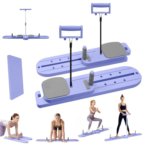 LIROPAU 6 in1 Multifunctional Abdominal Board, Foldable Pilates Board | Portable Pilates Reformer with Ski machine,Tension Rope, Push Up Bars, Lifting armrest for Body Workout