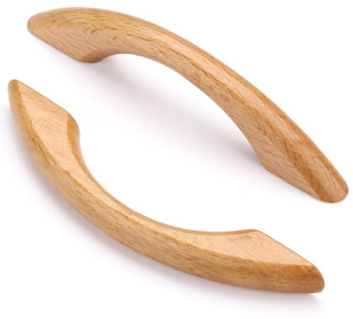 Ndjiloik 10 maniglie per armadi in legno, per mobili da cucina, per porte di armadi, in legno, con viti, distanza tra i fori 96 mm