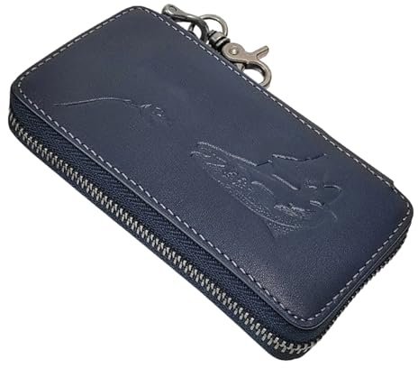 Angelhaken-Tragetasche, Metallvorrichtungen, Spinner, Pailletten, Köder, Leder, Angelzubehör, Fliegenlöffel, Köder, Aufbewahrung, harte Ködertasche, Leder, marineblau, Einheitsgröße