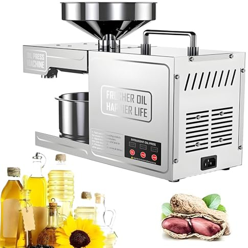 HuanSebesity Estrattore Olio Semi di Pressa a Caldo Freddo, Macchina per L'estrazione Olio in Acciaio Inossidabile 304, Piccola Pressa per Olio Automatica, con Controllo Temperatura