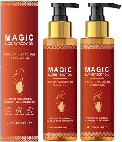 Magic Firmerande Kroppsolja Närande & Lyftande Kroppsolja, Åtstramande Massageolja med Naturliga Ingredienser för Torr, Slapp Hud, Minskar Fina Linjer & Rynkor, Snabbt Absorberande (2 PCS, A2)