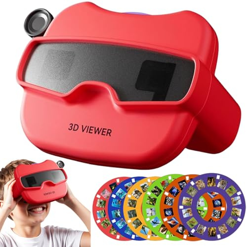 Gcroet 1PC 3D Viewer Fun Educational Kaleidoscopes for Kids with 6 Reels Novelty Eye-Safe Nature Toys for Girls Boys Adults 3+