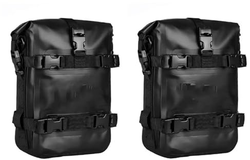 Viaje Moto Bolsa Trasera Bolsa Impermeable Para Parachoques Motocicleta 6L-8L Marco Lateral Barra Protección Almacenamiento Herramientas Universal Bolsa Equipaje Moto(Black 2pc)