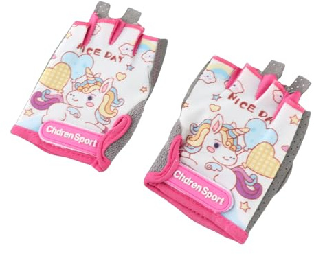 POENVFPO Guantes de Bicicleta para Niños, Antideslizantes, Medio Dedo, Absorbentes de Golpes, Transpirables, Guantes Deportivos con Palma de Microfibra para Ciclismo, Monopatín, Scooter (Pink)