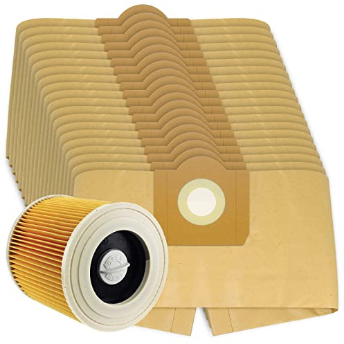 SPARES2GO High Filtration Large Bags + Filter Cartridge for Karcher WD3 WD3P MV3 Wet & Dry Vacuum Cleaner