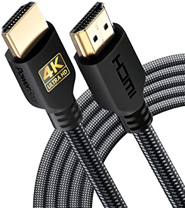 PowerBear 4K HDMI Cable 5 M | High Speed, Braided Nylon & Gold Connectors, 4K @ 60Hz, Ultra HD, 2K, 1080P, ARC & CL3 Rated | for Laptop, Monitor, PS5, PS4, Xbox One, Fire TV, Apple TV PC