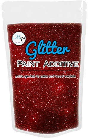 Mopa Crafts Glitter Red Paint Crystal Additive 100g for Emulsion Paint - for use with Interior/Exterior Wall, Ceiling, Wood, Metal, Varnish, Dead Flat, Matt, Soft Sheen or Silk Paints