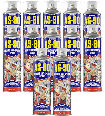 Pack Of 12 Action Can AS-90 Welders Anti-Spatter Fluid Spray Multi Use 400g wire feed lubricant, and post-weld corrosion inhibitor