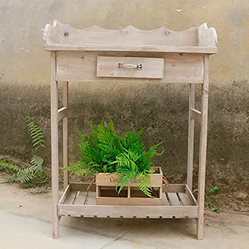QLLL Table de Jardinage pour L'extérieur, Table de Rempotage en Bois avec Tiroir et Étagère Ouverte, Table de Plantation pour Balcon de Patio Intérieur Extérieur