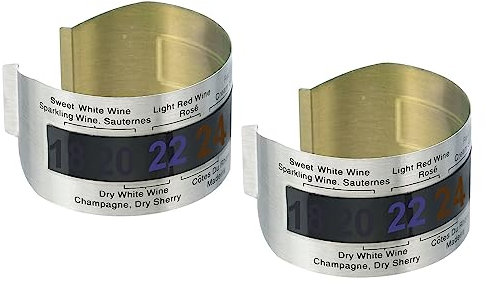 PATIKIL Wine Bottle Thermometer,2 Pcs Wine Temperature Bracelet Stainless Steel Digital Temperature Display for Beer Wine Fermentation, 4-24℃