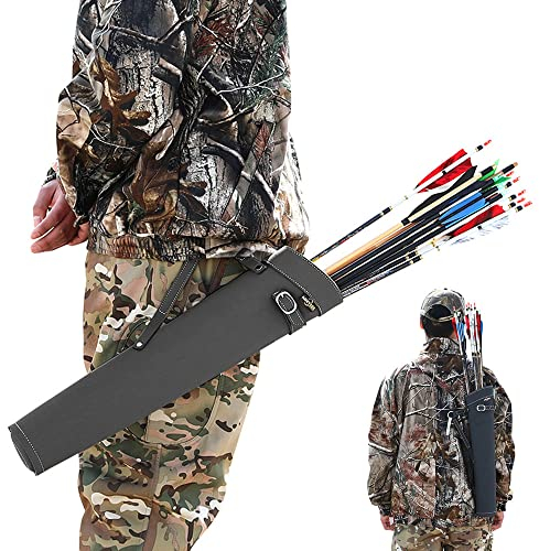 SHARROW Bogenschießen Seitenköcher Rückenköcher aus Leder Traditioneller Pfeile Köcher Taille Gehängt Pfeilköcher Einstellbar Pfeilhalter für Recurvebogen Langbogen Jagdschießen (Schwarz)