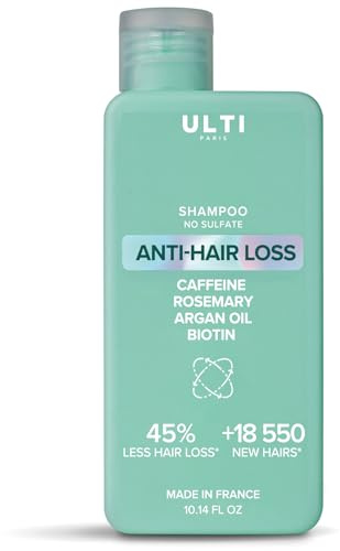 Ulti Paris Anti-Haarausfall-Shampoo 300 ml｜Koffein, Rosmarin, Arganöl und Biotin｜sulfatfrei -71% Reduzierung des Haarausfalls｜hergestellt in Frankreich