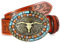HICARER Western Ledergürtel mit Schnalle Cowboy Gürtel mit Langhorn Stier Muster Schnalle Western Gürtel mit Klassischem Bulle Gravierter Cowboy Ledergürtel für Herren (Orange)