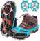 WIN.MAX Steigeisen Grödel Eisspikes, Schuhkrallen mit19 Edelstahl Zähne Spikes Schuhkrallen Grödeln Eisspikes für Klettern Bergsteigen Trekking High Altitude Winter Outdoor (Blaugrün, XL)