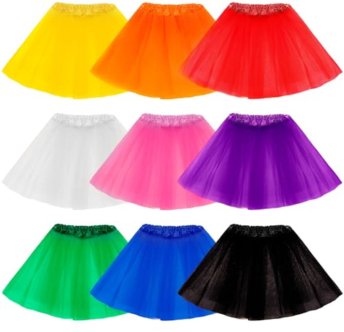 Hoemwarm 9 PCS 4 Layers Tutu Skirt for Toddler Girls, Princess Tutu Dresses for Toddler Girls 2-8 Years Birthday Party Fluffy Tulle Tutu Dresses Multicolor