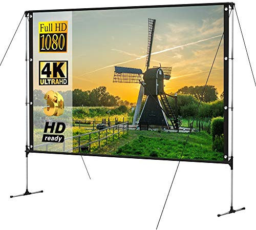 Projector Screen Projector Stand for Outdoor Projector Screen Frame 100 inch 16:9 4K HD 3D Fast Folding Portable Indoor Projection Screen