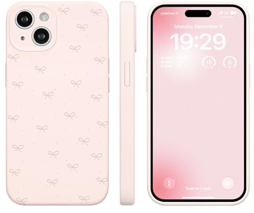 ZCDAYE Hülle für iPhone 13 Silikon Handyhülle, Süße Schleife Muster Druck Frau Handytasche, Stabile Weiche Schutzhülle Bequeme Case Handy Tasche für iPhone 13 (6.1 inches),Rosa