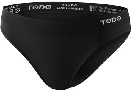 TODO 37 % laine mérinos sous-vêtements femmes - ne gratte pas. Slip élastique de sport en laine mérinos pour femme. Sous-vêtements respirants en laine mérinos (Taille S à XXL), Culotte noire, XXL