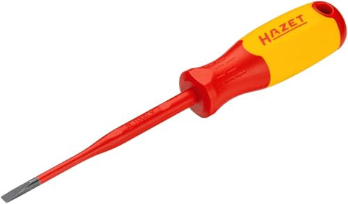 HAZET VDE-Schraubendreher 811KV-40, SW 0,8x4 mm Schlitz-Profil, mit Schutzisolierung bis 1000V, Schlagkappe, Anti-Wegroll-Design, Farbcodierung