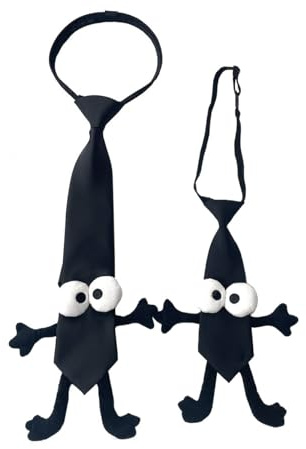 CsunYuk Original Cute Pre-tied Necktie for Boys Girls Men Women Adjustable Tie for Children Kids Teenagers Adults Unisex (Black, Short Version)