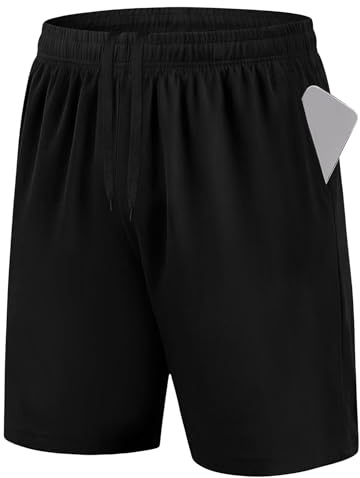 Uniexcosm Pantalones Cortos Hombre Deporte para con Bolsillo PantalóN Corto de Running Shorts,Ligeros,Transpirables de Secado,para Uso Diario Tenis Fitness Calzonas Deporte Hombre,Negro 1,L