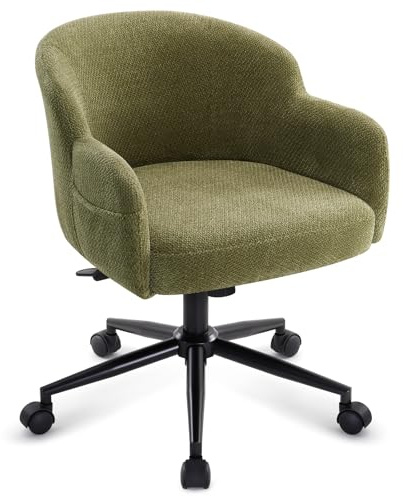 IWMH Office Chair for Home,Modern Swivel Desk Chair with Wheels | Ergonomic Cross Legged Office Chair,Adjustable Height Vanity Chair for Bedroom,Living Room (Green)