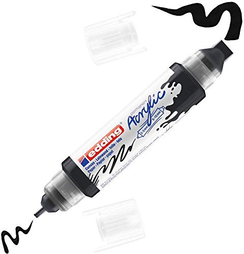 edding 5400 Pennarello Acrilico 3D Double Liner, Nero, 1 Tubetto di Vernice Acrilica, Doppia Punta 2-3,5-10Mm, Pittura Acrilica per Tele, Tavole, Legno, Colori Impermeabili di Alta Qualità