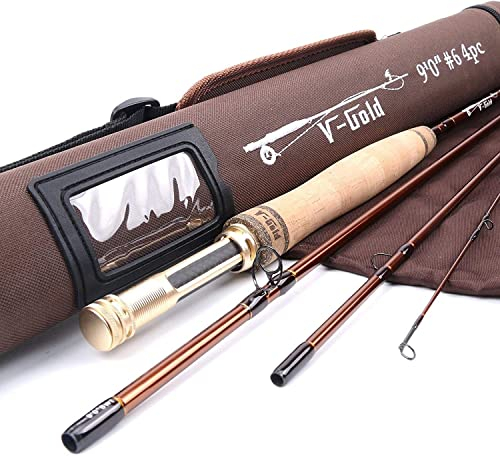 SPRINTON MAXIMUNCATCH V-Gold Fliegenrute IM12 Graphit 4 Teile Fliegenfischen Rute mit Cordura Rohr Angelrute in 4/5/6/8wt (9ft 4wt 4 Teile)