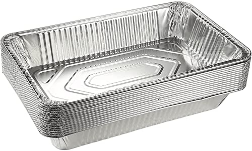 BH | 10 Pack XL Aluminium Foil Trays + Lids (52.5 × 32.5 × 7.9 cm) | Heavy-Duty Baking & Roasting Pans | Oven-Safe, Recyclable, Disposable Food Containers – Please Check Size Before Purchase