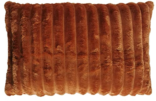 Quantum Interior by Maxland Wohn- Kuschelkissen, Fellkissen in Kord-Design, Dekokissen, superweiches Luxus Kissen, Sofakissen ca. 50x50 cm, Fellimitat (40x60 cm, Braun)