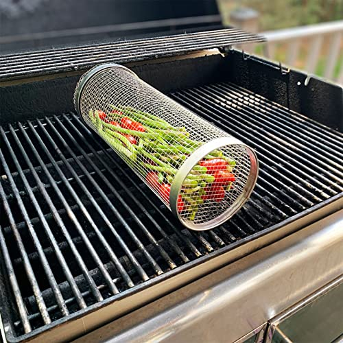 Parrilla de acero inoxidable para barbacoa, jaula de malla, antiadherente, pescado, verduras, barbacoa, rejilla, accesorio para exteriores, pícnic, hoguera, camping (20 cm)