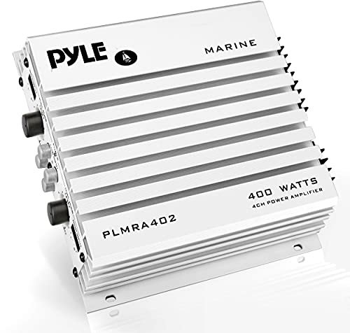 Pyle Hydra Marine Amplifier - Upgraded Elite Series 400 Watt 4 Channel Audio Amplifier | Waterproof Dual MOSFET Power Supply | GAIN Level Controls, RCA Stereo Input & LED Indicator