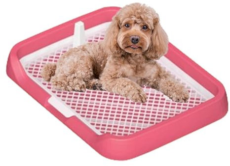 Hundetraining Toilette, Hundetoiletten, Töpfchen-Trainingstablett, Hund Töpfchen Zaun, Haustier-Toiletten-Toilettentablett, Welpen-Trainingstablett, Welpentoilette für kleine große ältere Hunde, Rosa