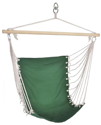 Hängesitz aus Baumwolle mit Holzstab, Textil Hängesessel, belastbar bis 120 kg, Hängestuhl