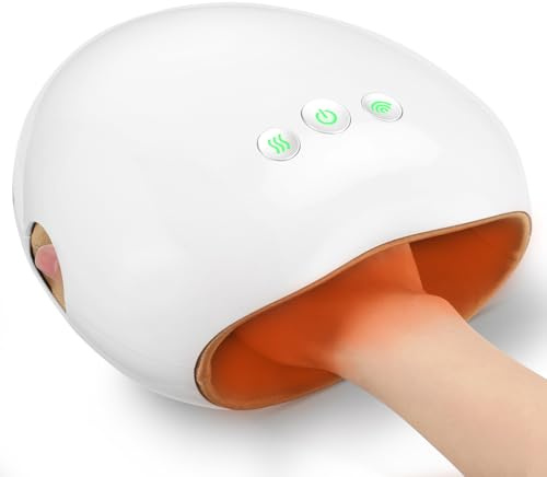 NOWWISH Massaggiatore a mano con calore e compressione, massaggiatore ricaricabile per artrite e dolori al tunnel carpale, regali per uomo e donna, bianco