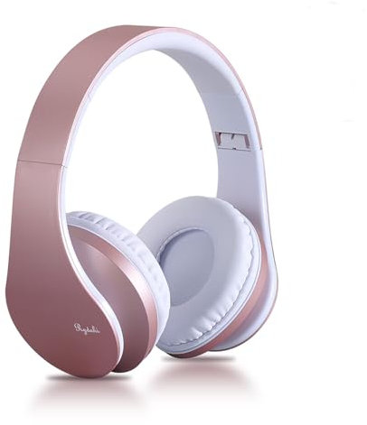 Rydohi Wireless Bluetooth Headphones Over Ear, Hi-Fi Stereo Headset with Deep Bass, Foldable and Lightweight, Wired and Wireless Modes Built in Mic for Cell Phones, TV, PC and Traveling (Pink)