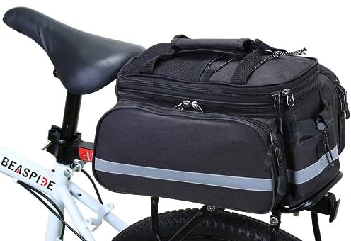 Wildken Fahrradtaschen für Gepäckträger 25L Wasserdicht, Gepäckträgertasche für Fahrrad mit doppelte Seitentaschen, Schwarz Klapprad Aufbewahrungstasche Hinten mit Regenhülle Für Radfahren, MTB Ebike